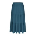 thumbnail image 4 of Sevevn Women Solid Color Casual Long Skirt With High Waist And Flowing Long Skirt With Pockets And Half Skirt, 4 of 8