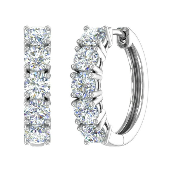 3 1/10 Carat Diamond Hoop Earrings in 14K White Gold- IGI Certified