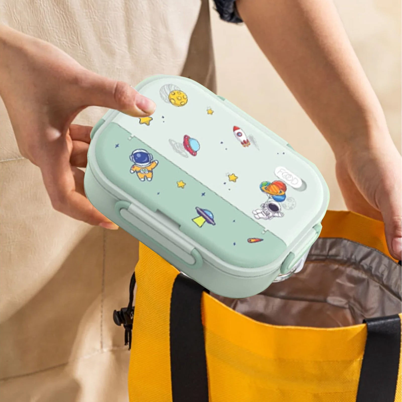 AuroraX 4 Compartments Insulated Lunch Box Containers 35 oz Portable Freezable Stainless Steel Bento Lunch Box for Men Women Green Microwave Safe BPA-Free Food Storage Boxes for School Office Picnic