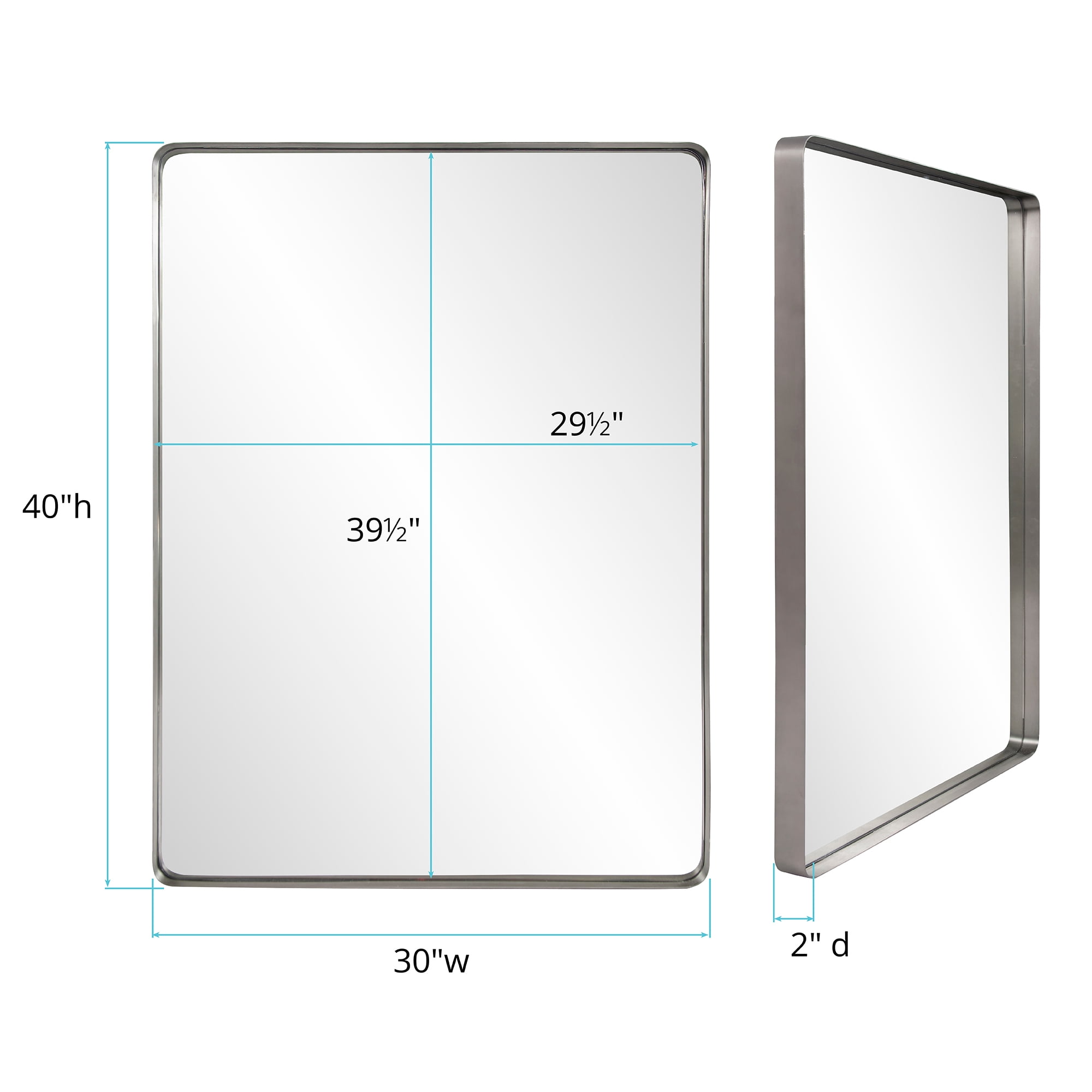 Tyler Dillon Rectangular Silver Metal Framed Steele Wall Mirror - 40" H x 30" W x 2" D
