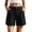 Black, variant on Women's Mid Waisted Shorts Double Breasted Button Pleated Casual Loose Fit Bermuda Shorts with Pockets