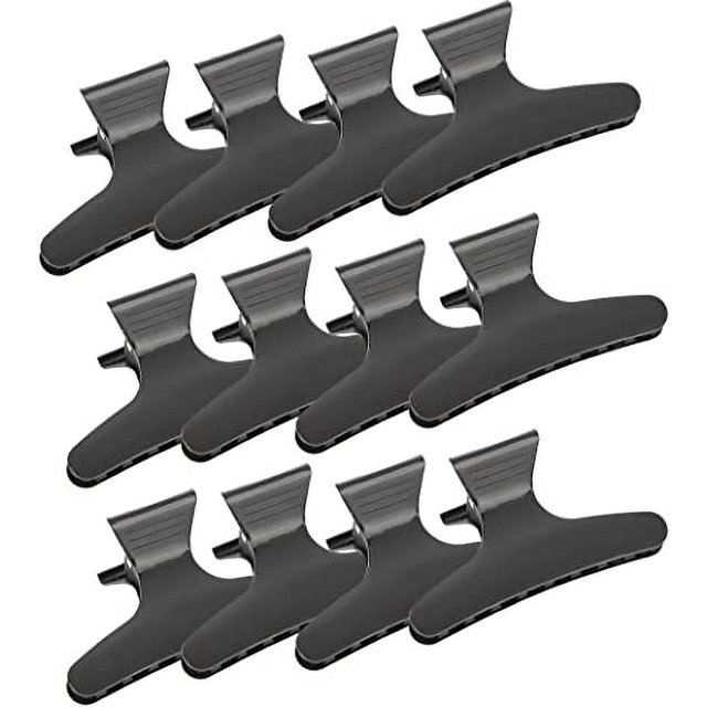 12 pinzas para el pelo de mariposa, juego de peluquería para mujer, pinzas para el pelo antideslizantes, pinzas para el pelo con forma de garra (negro)