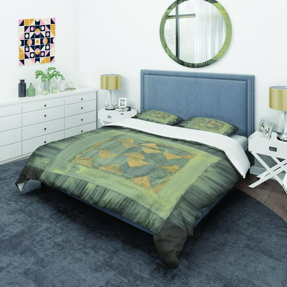 Designart 'Gold Geometric Tapestry' Glam Duvet Cover Set