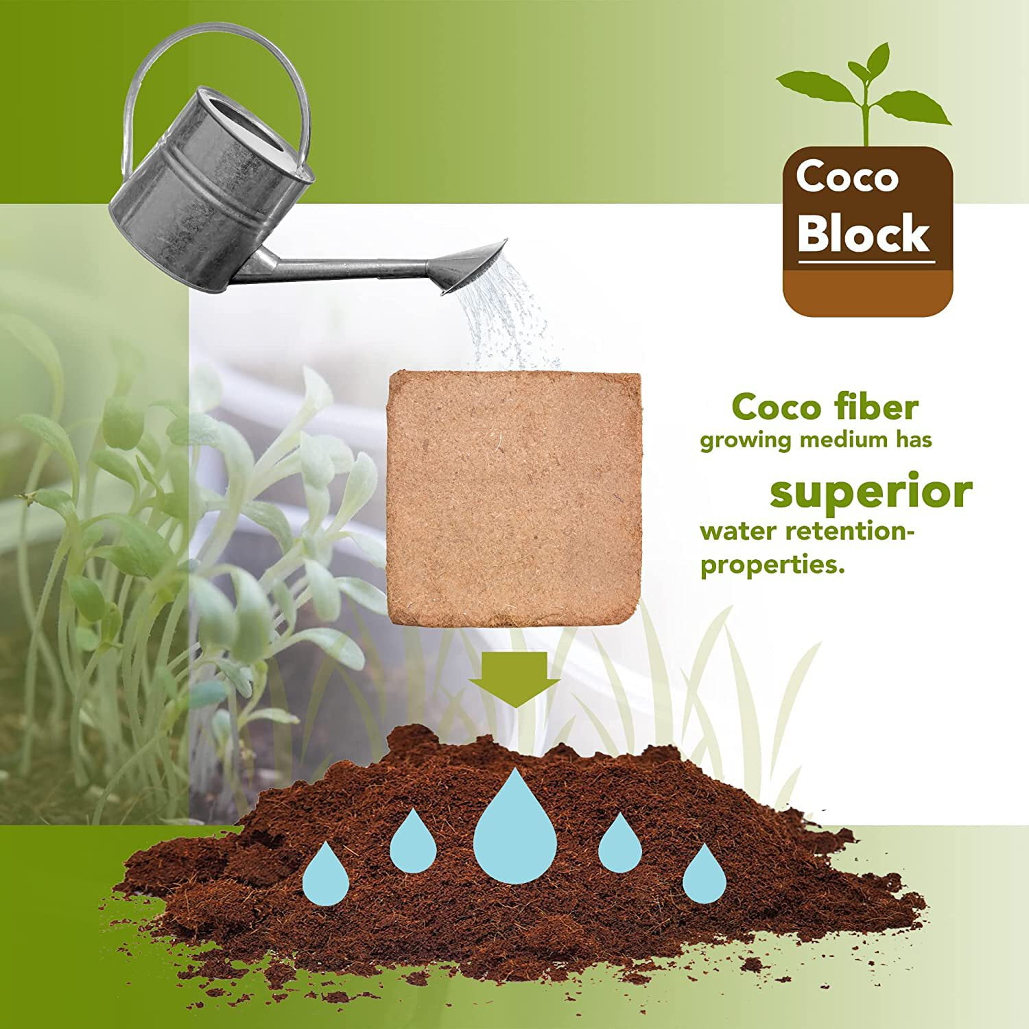 Home and Country USA Coconut Fiber Compressed Coco Coir Brick. Great to use as a Compost Starter for Your Home Garden. Coco Coir Provides Organic Alternative to peat Moss for Plants. 10Lbs Per Block
