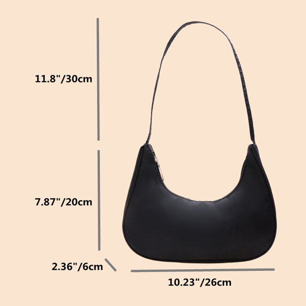 Bolsa tote de nylon de color sólido para mujer con asa superior con cremallera de media luna (negro) Ehuebsd Para Estrenar