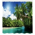 thumbnail image 3 of Ambesonne Jungle Shower Curtain, Mahe Island Lake Palms, 69"Wx75"L, Aqua Green White, 3 of 3