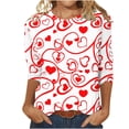thumbnail image 2 of Fiudx Camisas para Mujer Blusa Holgada con Estampado de Pascua y Cuello Redondo Retro de Manga Tres Cuartos a La Moda para Mujer, 2 of 4