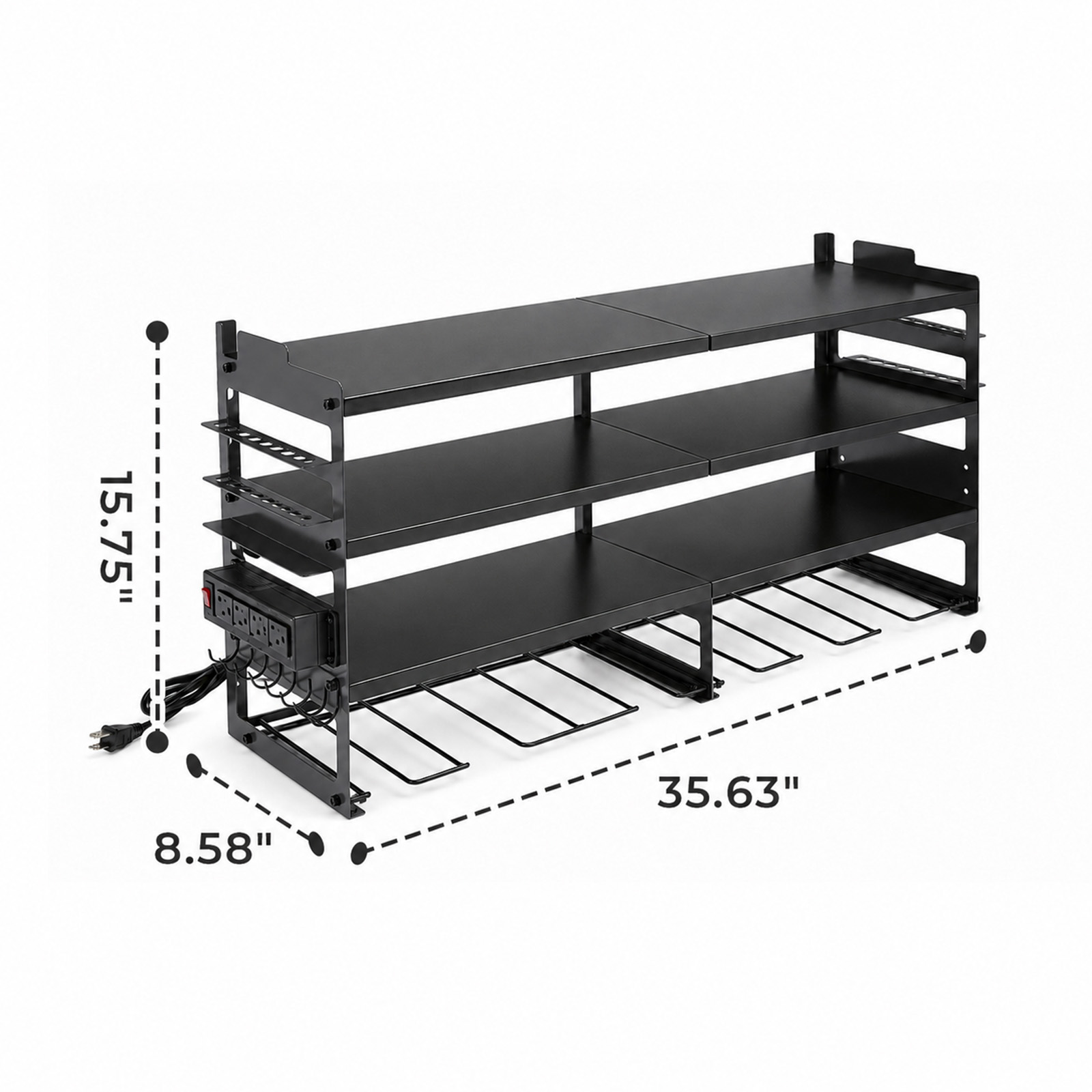 Alvantor 4-Tier Electric Tool Storage Rack with Charging Station, Power Tool Organizer with Screwdriver/Hammer/Air Tool Rack