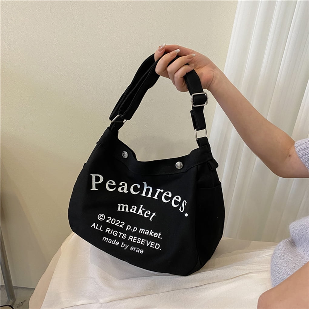 Woman Canvas Shoulder Bag Crossbody Tote Casual Travel Large Women Tote Capacity Organizers Pouch Portable Shopping Messenger Bags Black Walmart