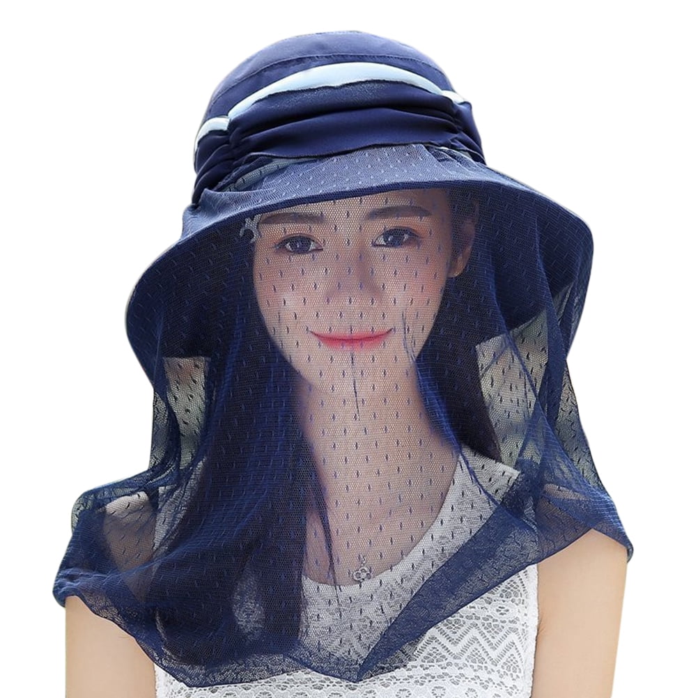 Outdoor Antimosquito Head Net Hat AntiUV Flap with Head Net Mesh Face