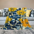 thumbnail image 2 of Yellow Blue Floral Flannel Blanket Soft and Durable Throw Blanket 100x130cm 130x150cm 150x200cm 40x50in, 2 of 6