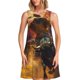 thumbnail image 1 of Easygdp Colorful Bull Western Man para Vestido Transpirable de Mujer, Vestido Suelto de Manga Corta con Pliegues y Bolsillos para el Verano, 1 of 7