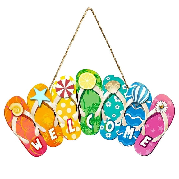 JVBTVB Hawaiian Themed 3D Welcome Sign Funny Door Hanger for Home Outdoor Indoor Decor, Summer Beach Party Decoration, Housewarming Gift, 12. 1x5.85 Inches
