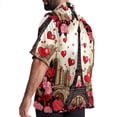 thumbnail image 3 of Eiffel Tower Valentine's Day Men's Short Sleeve Poplin Shirt, Casual Printed Beach Button Down Summer Unisex Shirts, 3 of 6