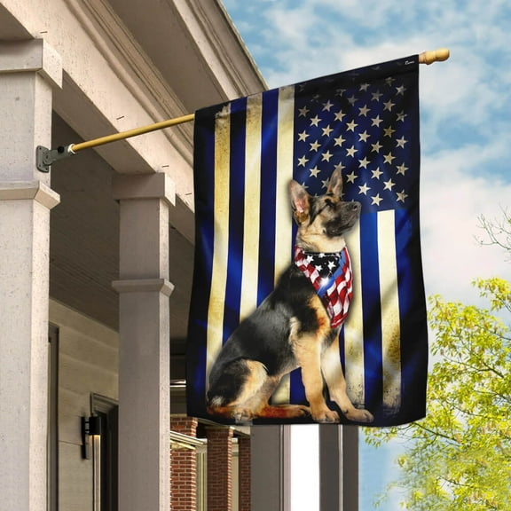 FLAGWIX American House Flag (29.5" x 39.5")-Thin Blue Line German Shepherd Flag PSL271Fv1-Polyester Indoor Outdoor Flags