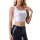 thumbnail image 4 of Top sin mangas U Neck de la edición INSPIRE CHIC para mujeres, ropa de fiesta y club, top corto metálico brillante holográfico XS, blanco holográfico, 4 of 6