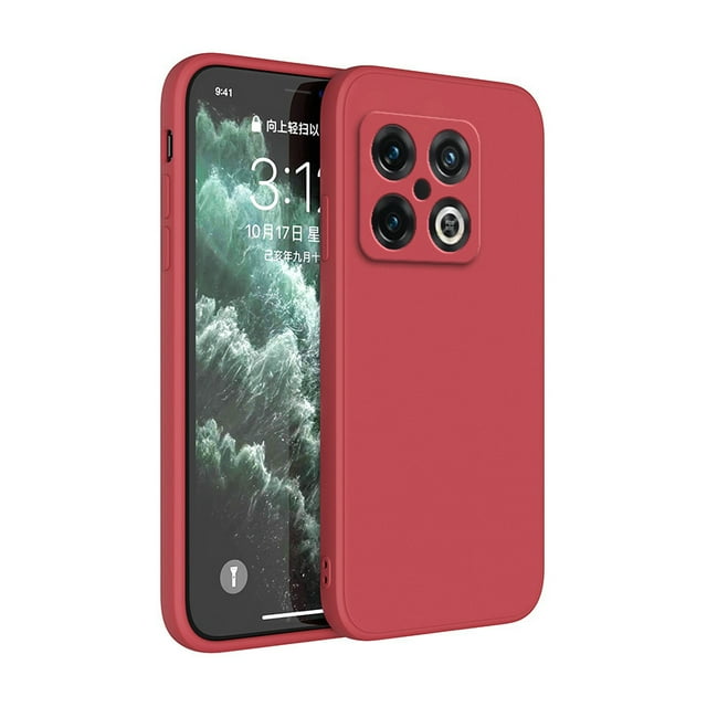 Luxury Shockproof Phone Case for Oneplus 10 Pro 10T 10R 10Pro 5G Simple Square Liquid Silicone Original Soft Back Cover Housing Wine Red Oneplus 10R