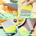 thumbnail image 3 of Crinkle Cutter,Topboutique French Fry Slicer,Large Stainless Steel Potato Knife Cutter,Potato Chips Chopper,Fruit Vegetable Wavy Chopper for Carrots,Butters,Crinkle Slicer,Green, 3 of 8