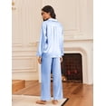 thumbnail image 5 of Ekouaer Silk Satin Pajamas for Women Button Down Pjs Set Long Sleeve Loungewear 2 Piece Wide Leg Sleepwear, 5 of 6