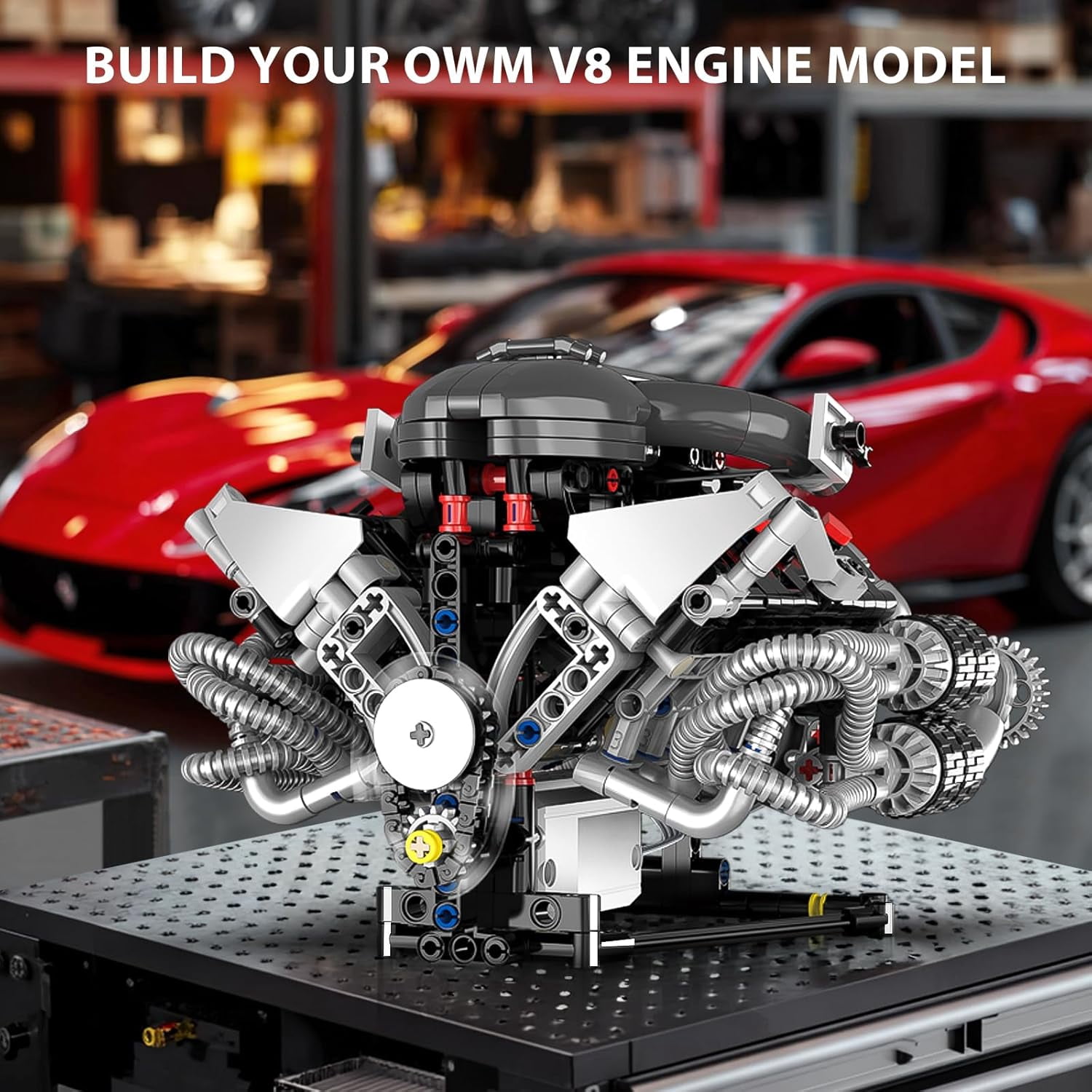 V8 Engine Model Kit That Works, APP Controlled Engines Building Block Set Physical Science Experiment Models, Best STEM Toy