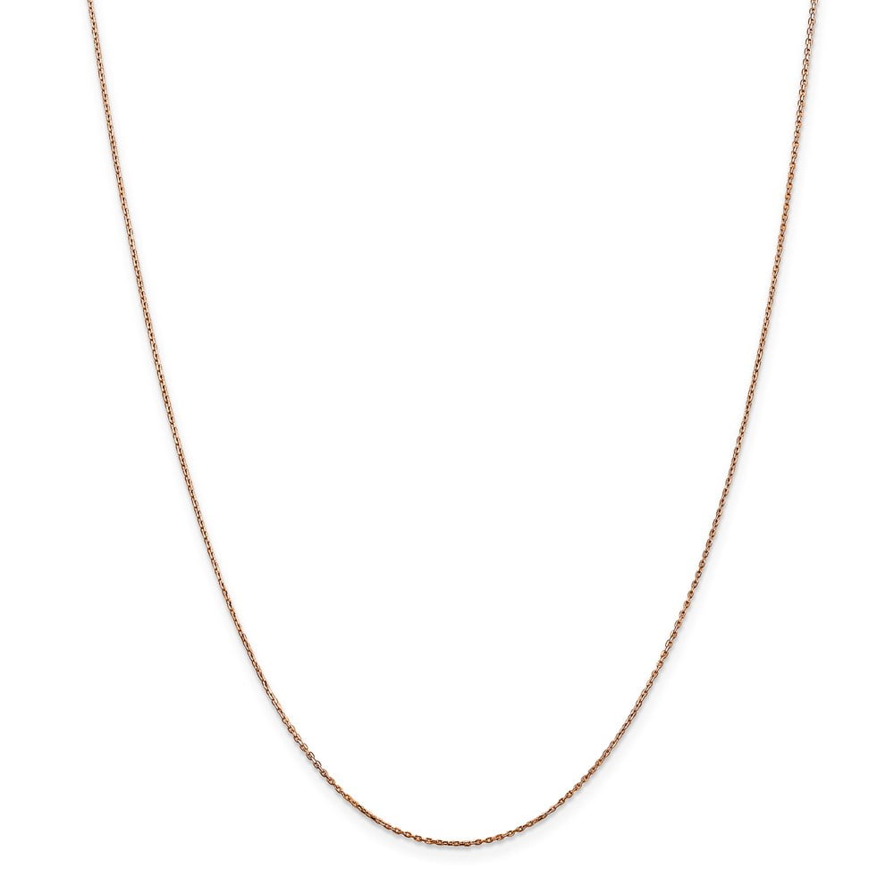 Real 14kt Rose Gold .8mm Diamond Cut Cable Chain; 20 inch; Lobster Clasp; for Adults and Teens; for Women and Men