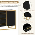 thumbnail image 6 of EUROCO 59" Sideboard Storage Buffet Cabinet, MDF Buffet Cabinet with 2 Doors, 3 Drawers, 2 Adjustable Shelves and Gold Metal Legs for Living Room and Entryway, Black, 6 of 8