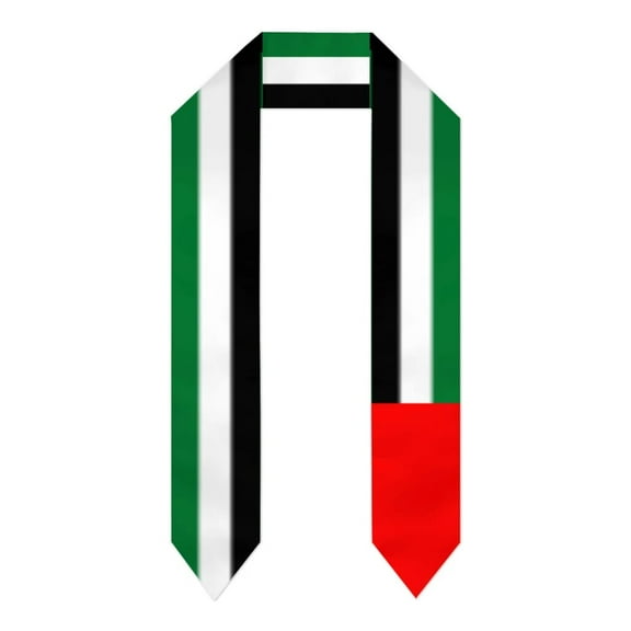 Graduation Sash United Arab Emirates Flag scarf Shawl Stole Sapphire Blue with Star Stripe Bachelor Gown Accessory Ribbon 180*14