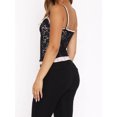thumbnail image 5 of Women's Y2k Double-layer Lace Cami Top Sleeveless See Through Lace Tank Top Adjustable Spaghetti Strap Low Cut Sheer Floral Lace Crop Tops, 5 of 7