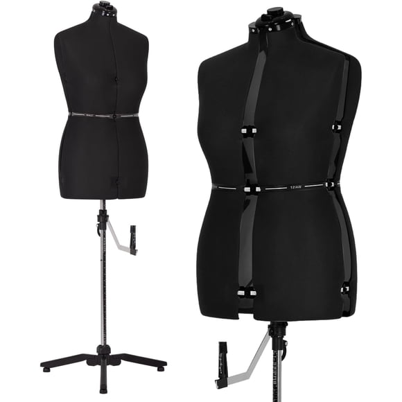 PayLessHere Female Manikin Adjustable Dress Model Display Torso Body Clothing Forms Adjustment to Waist & Hips & Neck & Back Length & Height, Black