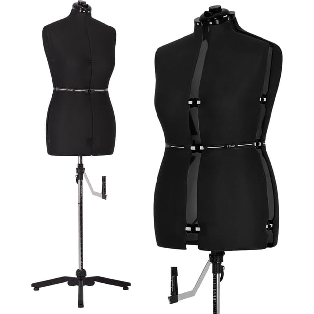 PayLessHere Female Manikin Adjustable Dress Model Display Torso Body Clothing Forms Adjustment to Waist & Hips & Neck & Back Length & Height, Black