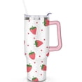 thumbnail image 2 of 40oz Cute Red Strawberry Stainless Steel Flip Straw Tumbler Spill Proof Travel Cup Double Wall Vacuum Insulated Coffee Mug with Top Handle, 2 of 6
