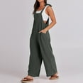thumbnail image 6 of Wide Leg Overalls for Women Loose Fit Casual Sleeveless Linen Jumpsuit Tie Straps Bib Summer Rompers with Pockets Gray L, 6 of 8