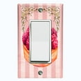 thumbnail image 1 of Metal Light Switch Plate Cover French Raspberry Cake Pink Stripes CAK046, 1 of 13