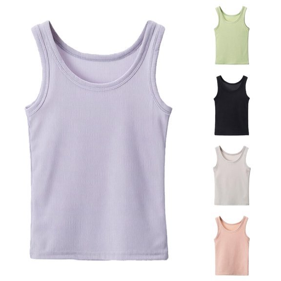 Girls Tank Tops Lightweight Breathable Purple Sleeveless UPF 50 Quick Dry Kids Athletic Shirts Sports Dance Workout Tops 5-6 Years