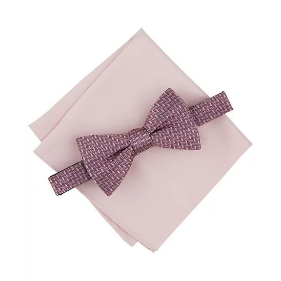 Alfani PINK Men's 2Pc Bow Tie & Pocket Square Set, US One Size