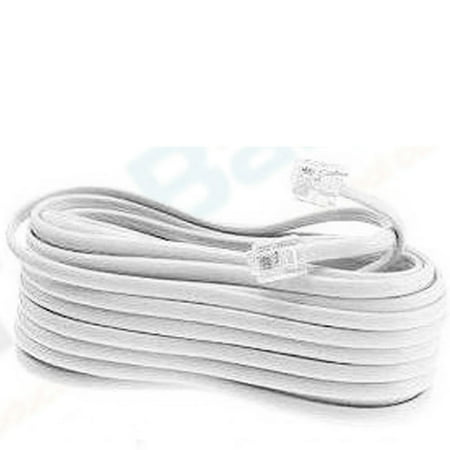 NEW 50 FT FOOT TELEPHONE PHONE EXTENSION CORD CABLE LINE WIRE WHITE RJ11