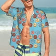 thumbnail image 7 of Sikiie Cute Donut Print Men's Hawaiian Shirt, Summer Beach Button Pocket Short Sleeve T-Shirt,, 7 of 7