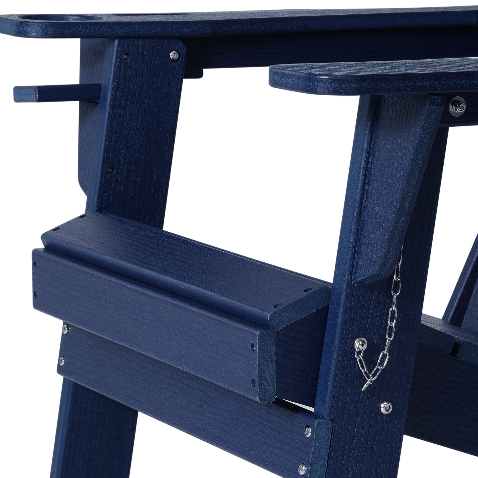 WestinTrends Nantucket Outdoor Patio HDPE Resin Adirondack Chair With Cup Holder and Phone Holder, Navy Blue