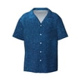 thumbnail image 2 of Lsque Deep Blue Glitter print Men's Cuban Collar Short Sleeve Shirt Summer Beachwear Casual Button Down Fashionable Vacation Leisure Shirt-Large, 2 of 7