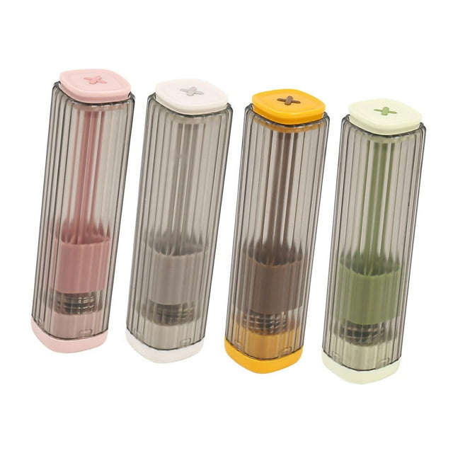 4 botellas con forma de tubo para agujas de coser, caja de almacenamiento pequeña, soporte para palillos de dientes para viajes, manualidades, cajón y