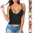 thumbnail image 1 of BiZtdJrK Débardeurs Courts pour Femmes, Décolleté Plongeant, Sans Manches, Mode Été, Bretelles Spaghetti, Y2k, Sortie, Rouge G, 1 of 4
