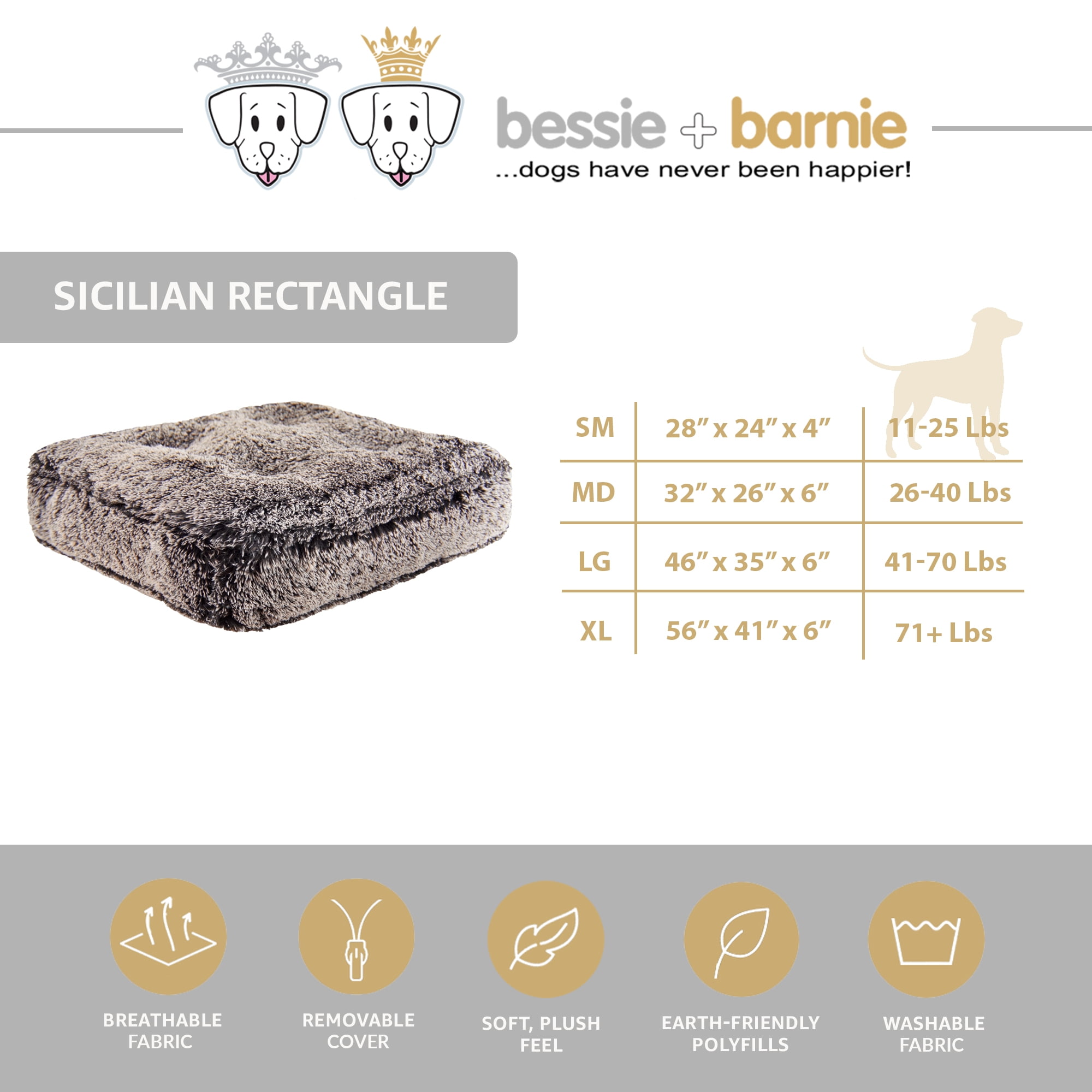 Bessie and Barnie Frosted Willow Luxury Extra Plush Faux Fur Rectangle Pet/Dog  Bed Small