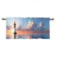 thumbnail image 3 of 1 Panel Sunset Ocean Kitchen Valance Curtains for Windows, Lighthouse Coastal Nautical Window Treatment Rod Pocket Drapes Valances for Bathroom, 54" X 18", 3 of 6
