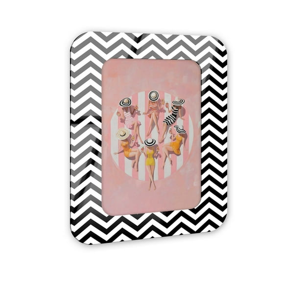 Umbrella of Leisure Coastal Wall Art – Black & White Rounded Acrylic Wall Frame, 13.5x18.5 – Sculptural Dimensional Wall Art – Modern Decor by NOTORIART