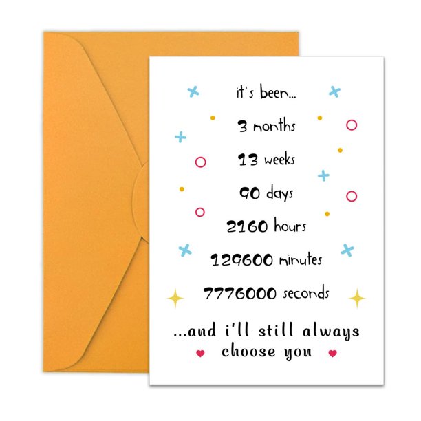 Tarjeta de felicitación Yreamont para 3 meses de aniversario de boda para pareja