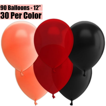 Balloon Wine 12 Inch Party Balloons, 90 Count - Peach + Burgundy Wine + Black - 30 Per Color. Helium Quality Bulk Latex Balloons In 3 Assorted Colors - For Birthdays, Holidays, Celebrations, and More!! ()