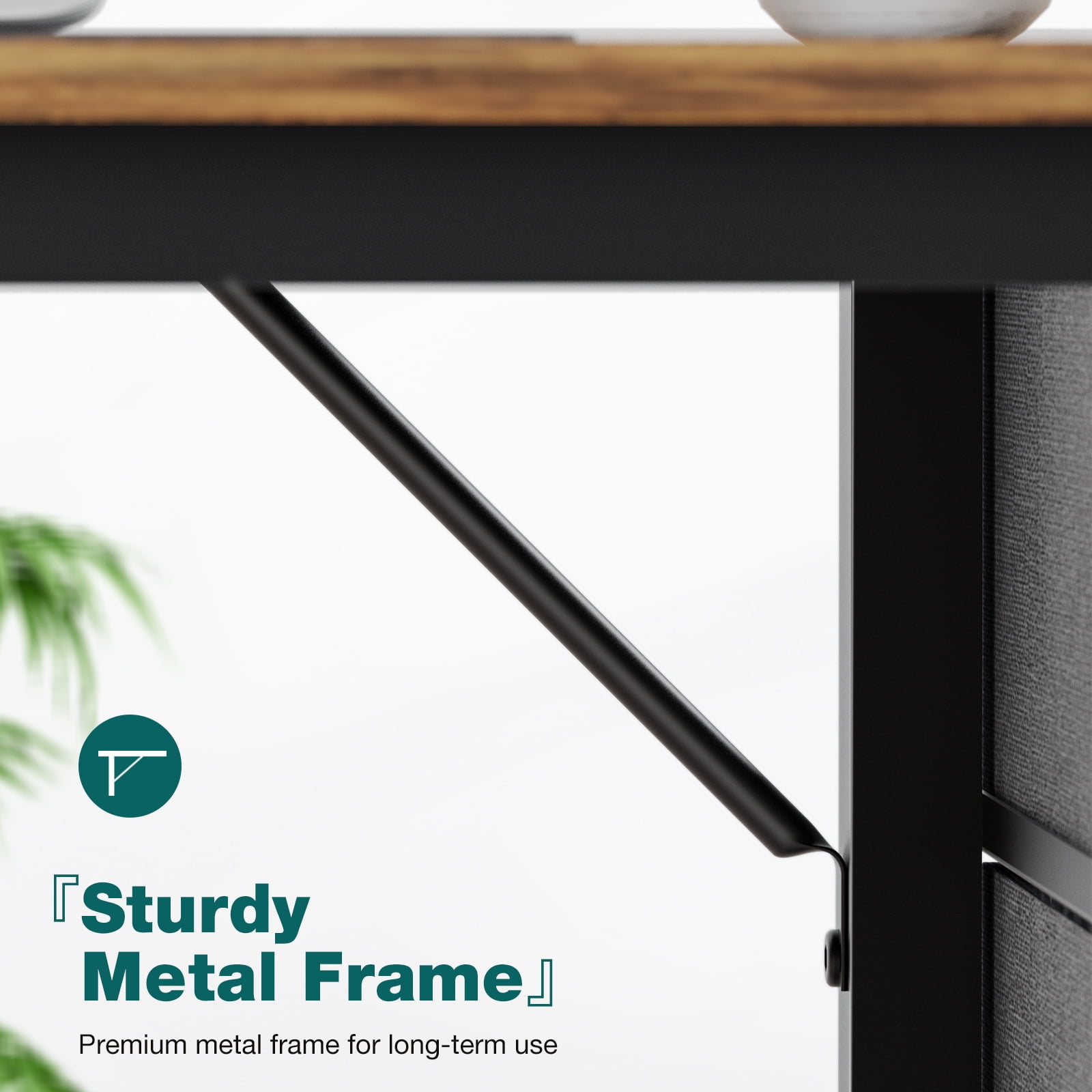 47 Inch Computer Desk with Storage Drawers, Small Office Desk Modern Simple Study Writing Table for Home,Rust Brown