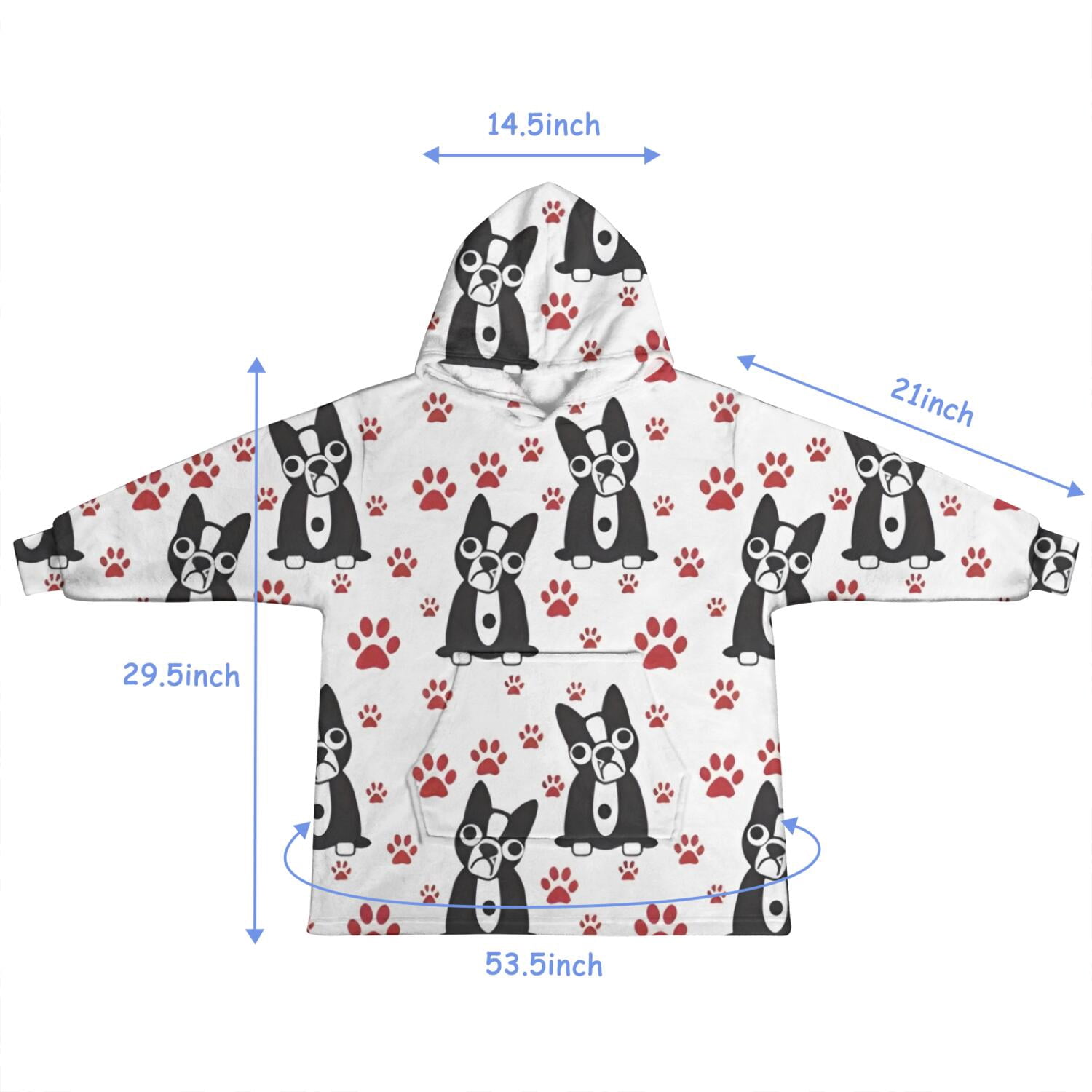 Boston Terrier Puppy Dog Blanket Hoodies for Kids 6-13YR Oversize Wearable Blanket Hoodies for Boys Girls Teens