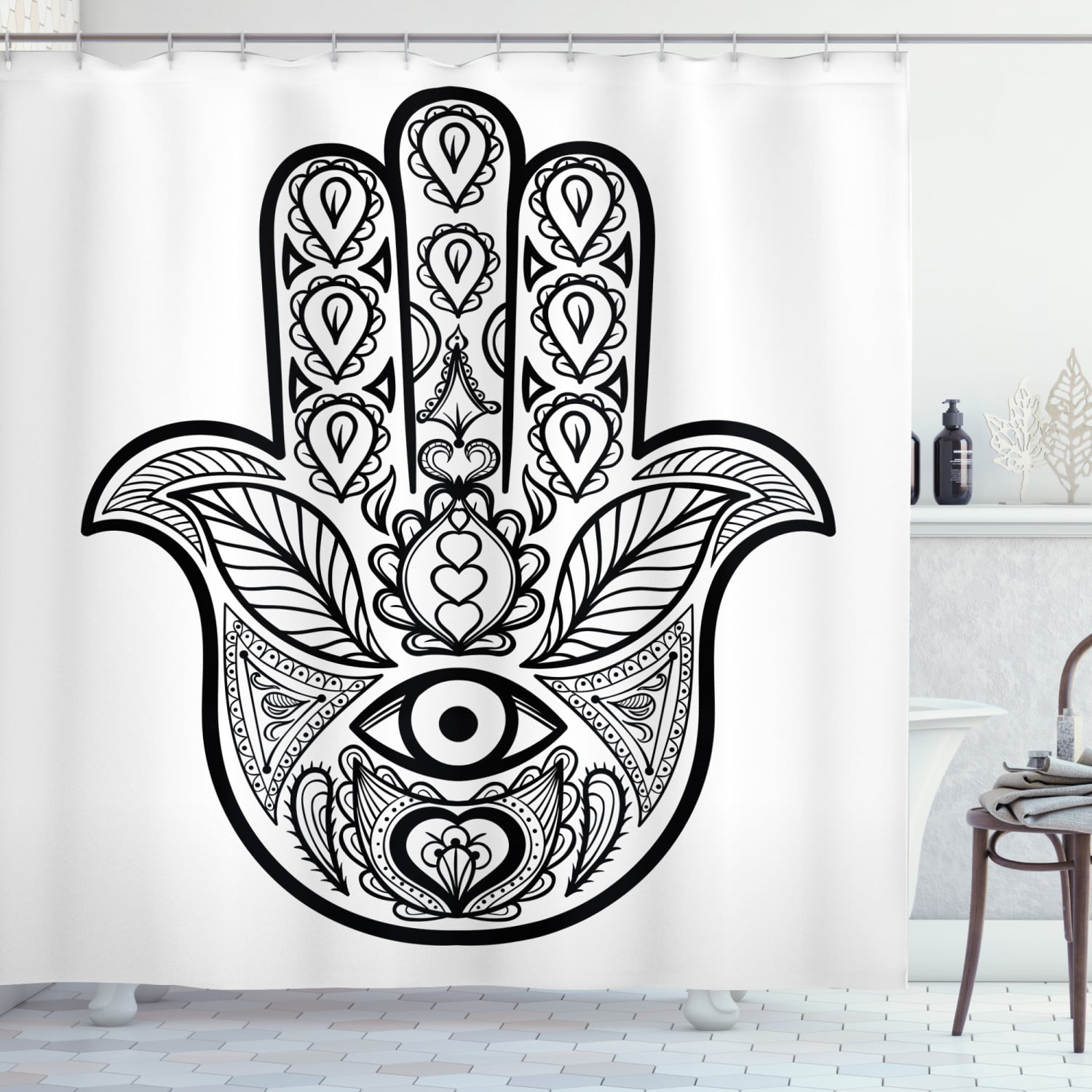 Mandala Shower Curtain Hamsa Hand With, Project Runway Shower Curtain