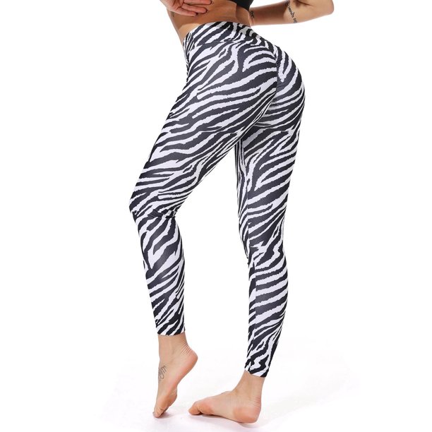 FITTOO Women Zebra Print Yoga Pant High Waisted Butt Lifting Leggings
